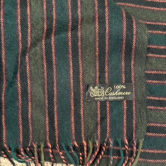 Striped Black and pink women’s 100%cashmere made England Scarf 65 Long - Picture 2 of 4